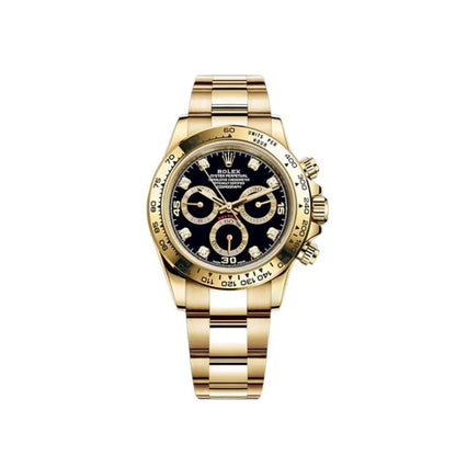 40 mm رولكس دايتونا ذهب أصفر بقرص أسود وأرقام ألماس