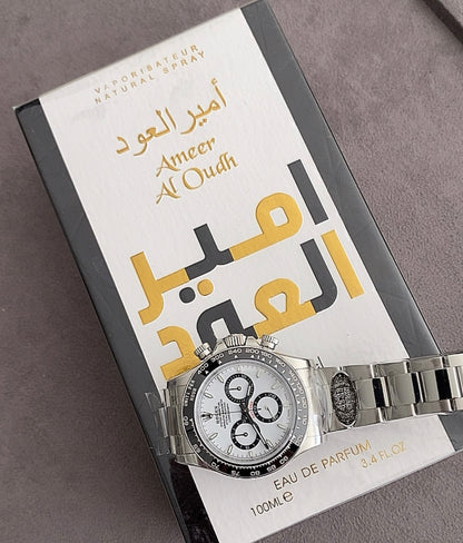 رولكس دايتونا باندا كلين طبق الاصل + عطر امير العود من انتنس هدية