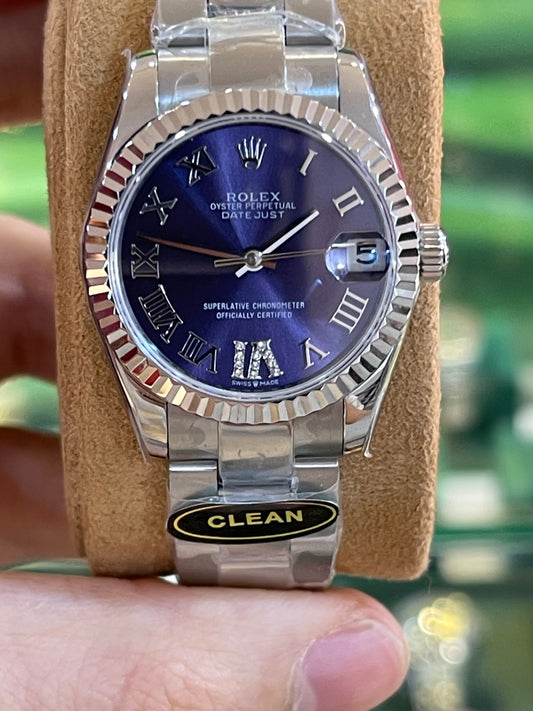 رولكس نسائي كلين طبق الأصل ارقام روماني مينا نيلي