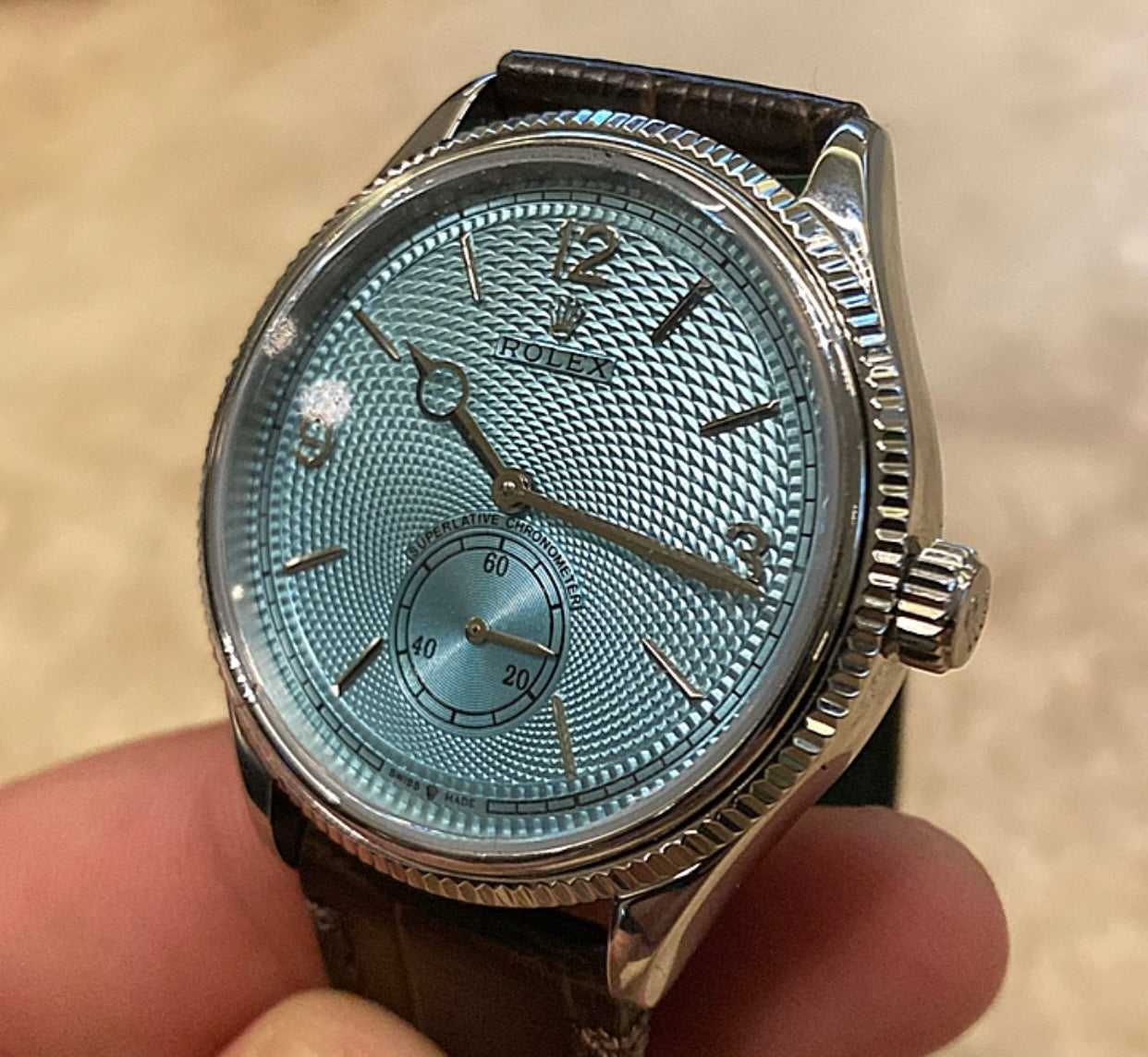 رولكس بيربتشوال 1908 ايس بلو - كلين طبق الأصل ماكينة سويسري حبة واحدة