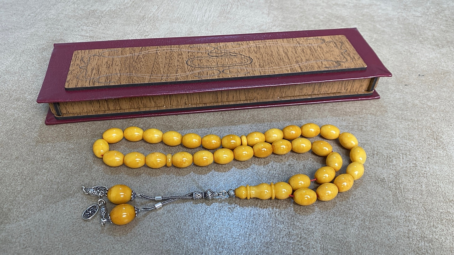 قطعة واحدة سبحة كهرب  ألماني  كبس، حجر كهرب خام طبيعي ١٠٠ بال ١٠٠ من دون اية مواد مضافه