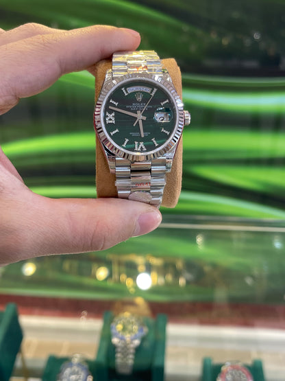 رولكس نسائي كلين طبق الأصل ارقام روماني مينا اخضر داي ديت سير بريزيدنشل