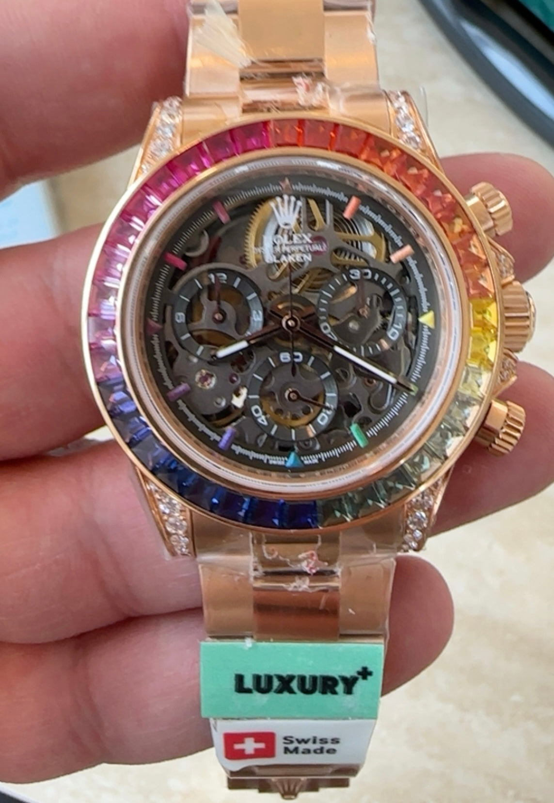 Rolex Daytona Rainbow مصنع لاكجري بلس طبق الاصلية