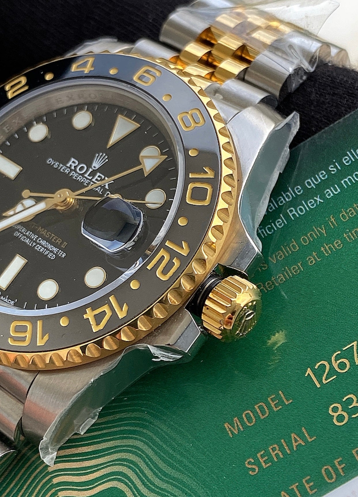 40 mm رولكس جي إم تي ماستر 2 ستانلس ستيل مع ذهب أصفر