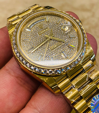 رولكس دايت ديت يالو جولد باڤيد دايال- ماكينة سويسري طبق طبق الأصل