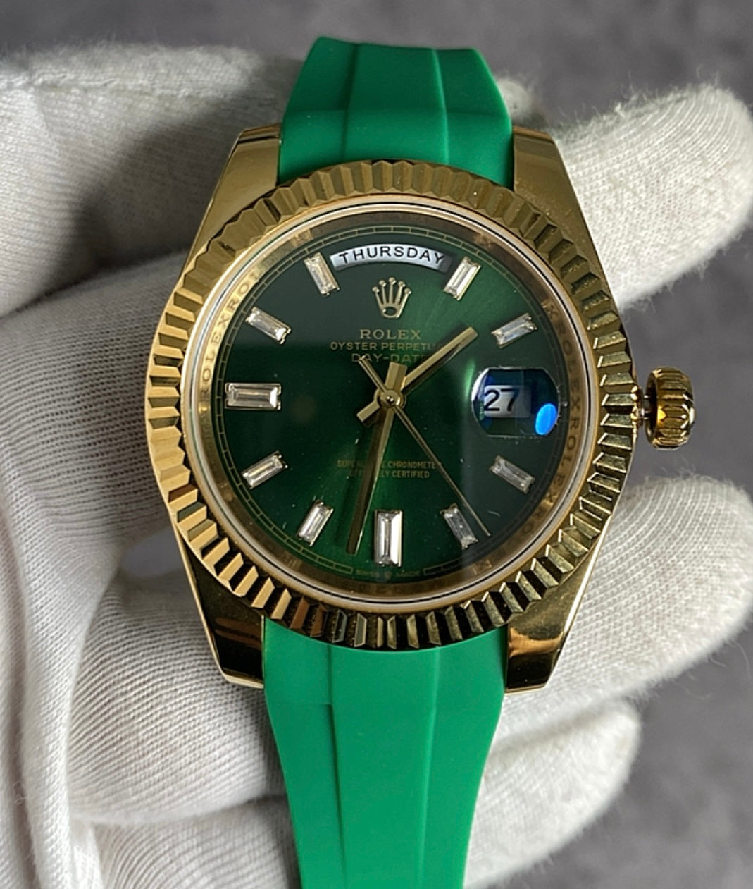 رولكس داي ديت جرين اومبريه ستراب اخضر - جودة الساعة جراند ماستر