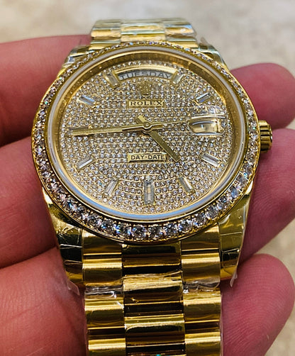 رولكس دايت ديت يالو جولد باڤيد دايال- ماكينة سويسري طبق طبق الأصل