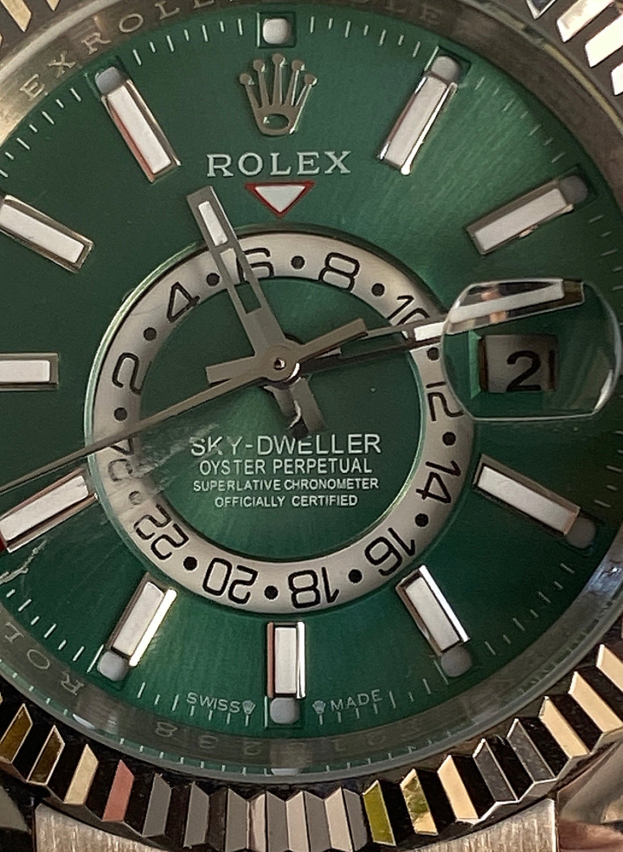 42 mm  رولكس سكاي دولر جرين ديل - الساعة كلون ١٠٠٪؜