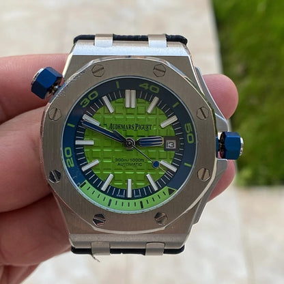 AP offshore 42 mm  - اوف شور كلون طبق الأصل - قطعة واحدة لون فسفور ستراب جلد   (AP 3)