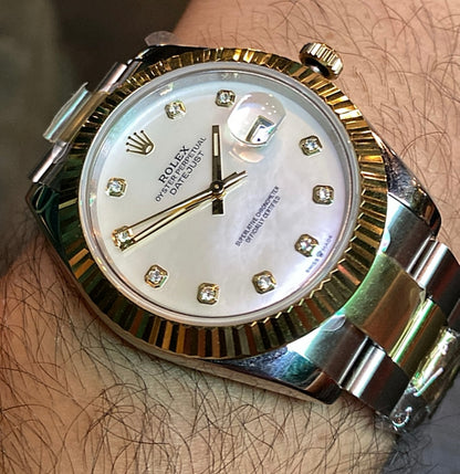 رولكس دايت جاست مينا صدف ارقام الماس - تو تون كلين طبق الأصل اعلى جودة ماكينة سويسري