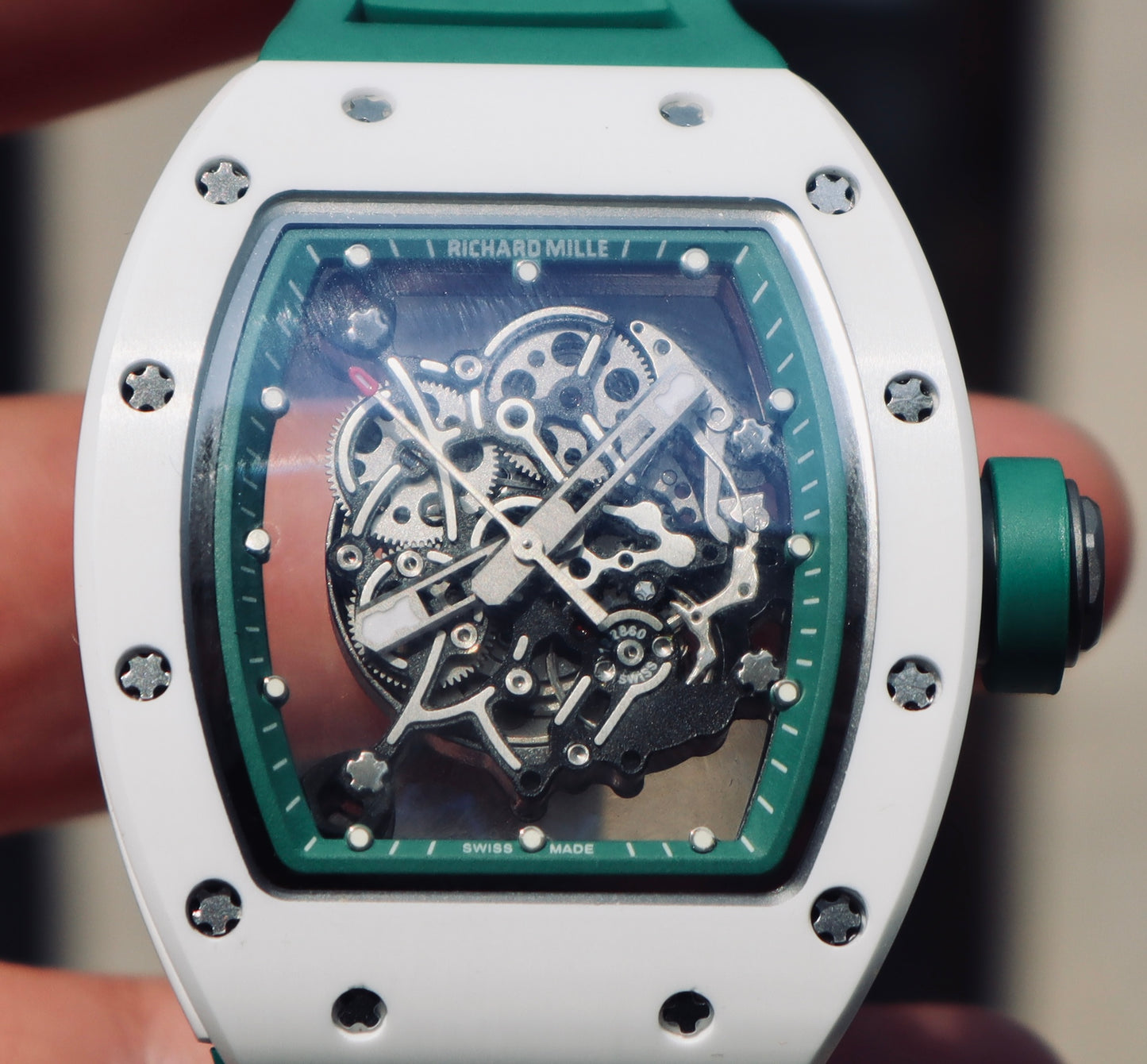 ريتشارد ميل بوبا واتسون وايت سيراميك ستراب اخضر - كلين اعلى جودة موجودة في السوق