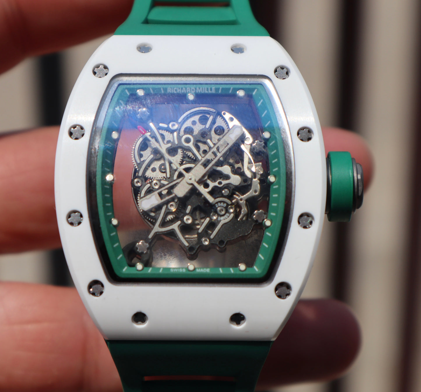 ريتشارد ميل بوبا واتسون وايت سيراميك ستراب اخضر - كلين اعلى جودة موجودة في السوق