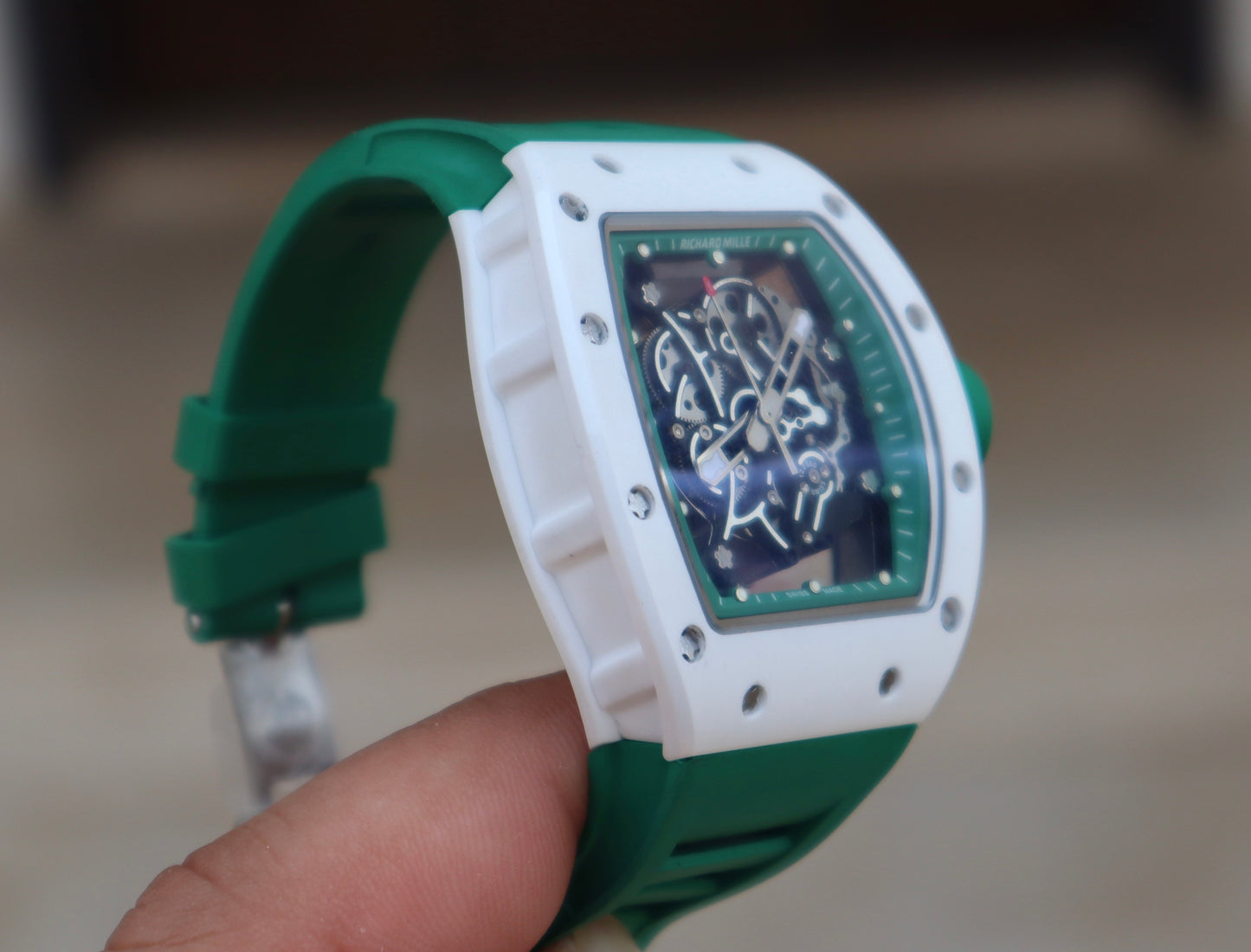 ريتشارد ميل بوبا واتسون وايت سيراميك ستراب اخضر - كلين اعلى جودة موجودة في السوق