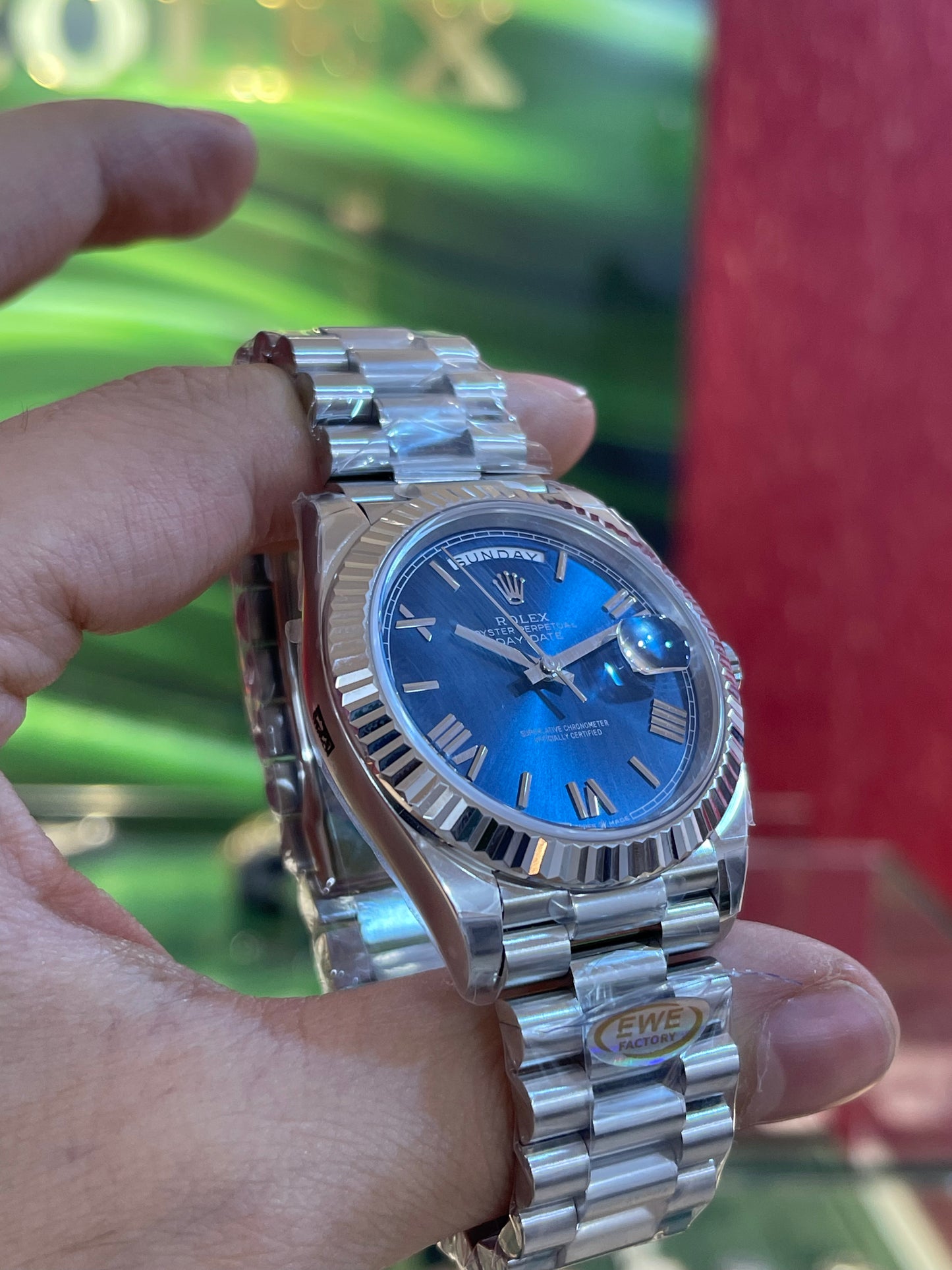 رولكس داي ديت مينا ازرق كلين طبق الاصل قطعه واحده شباب الترا فينيش