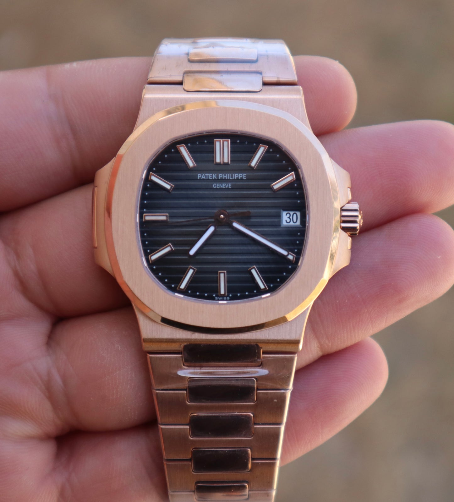 باتيك فيليب نوتلس فول روز جولد - كلين قطعة واحدة طبق الأصل