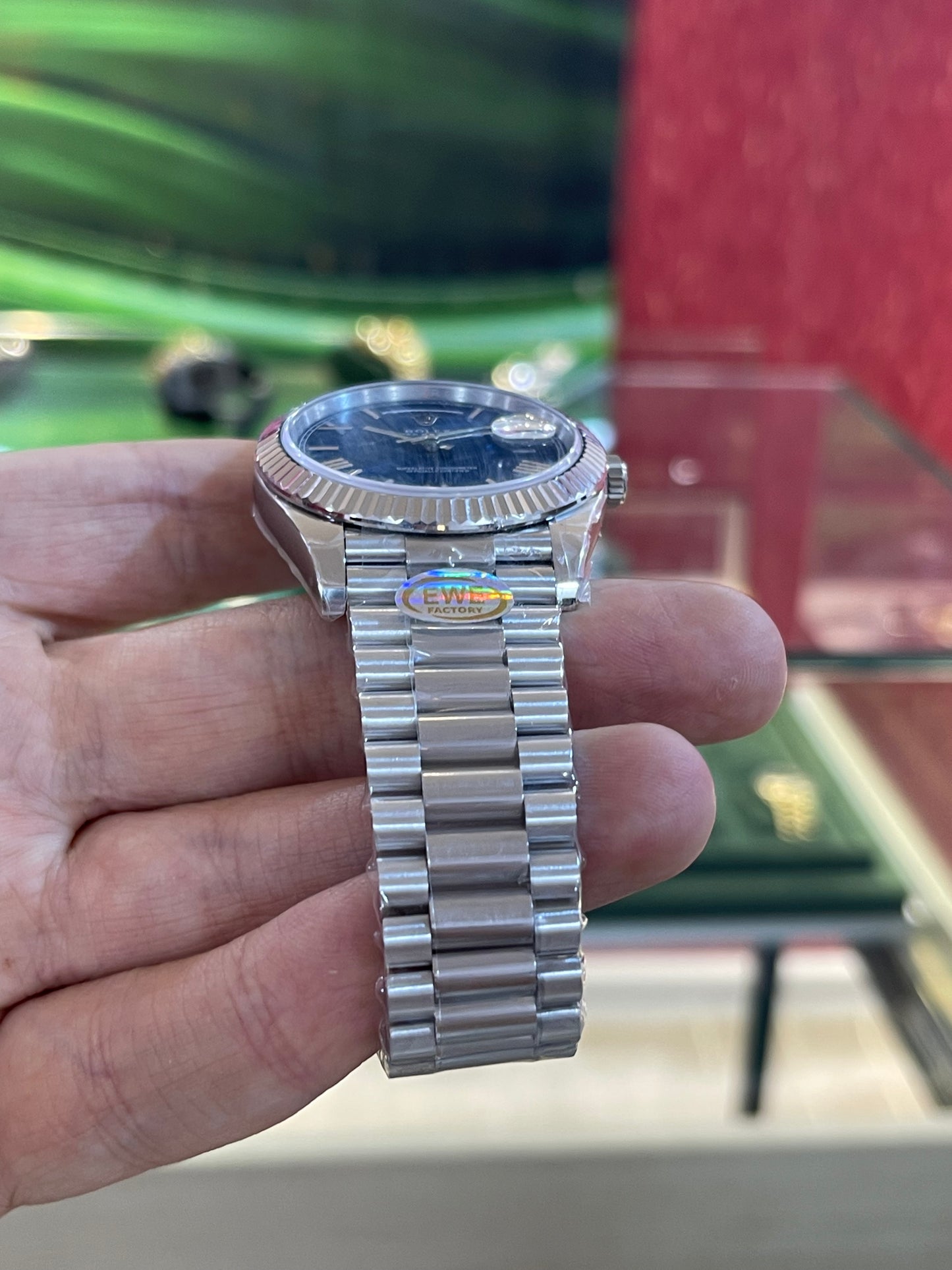 رولكس داي ديت مينا ازرق كلين طبق الاصل قطعه واحده شباب الترا فينيش