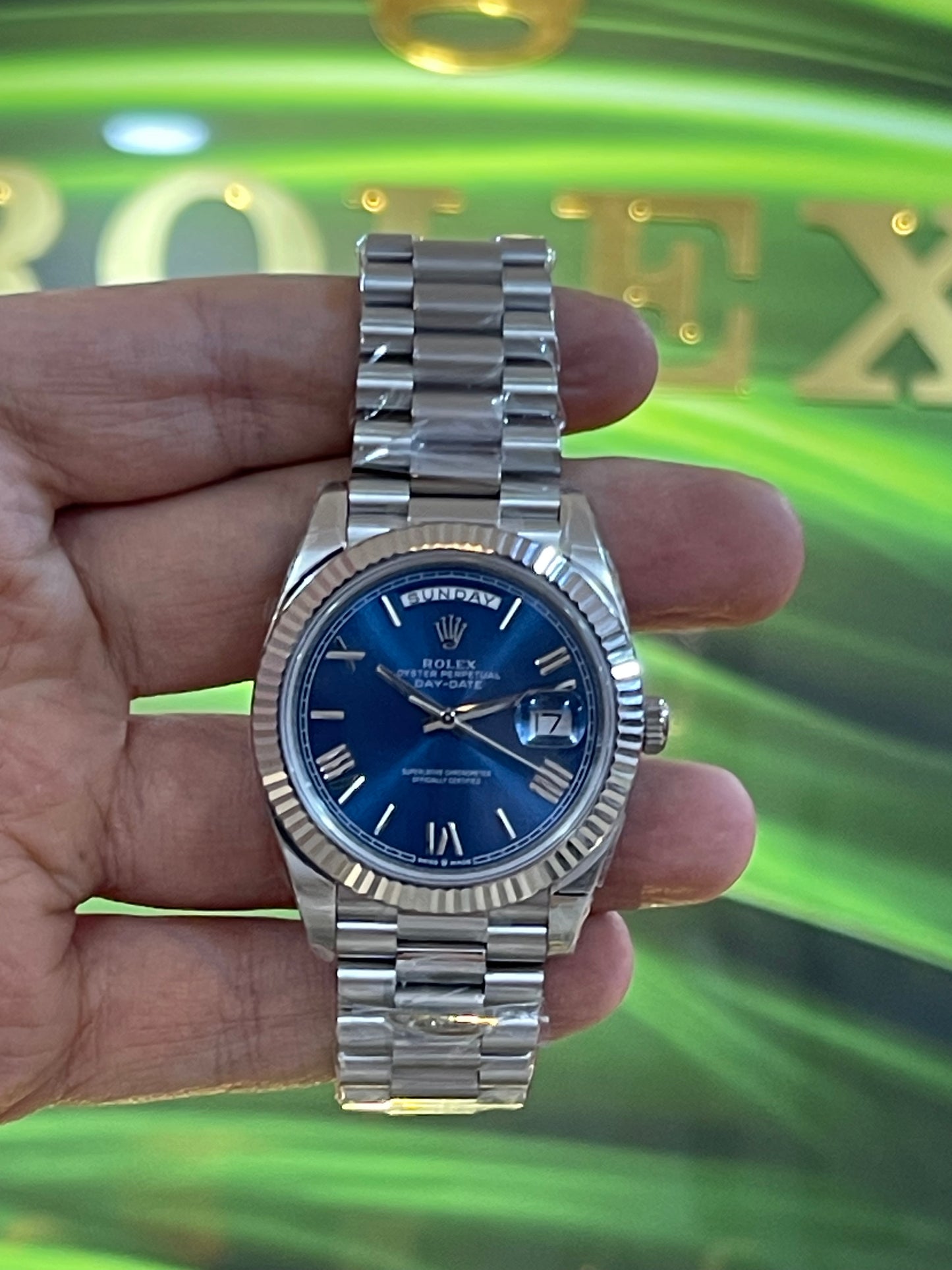 رولكس داي ديت مينا ازرق كلين طبق الاصل قطعه واحده شباب الترا فينيش