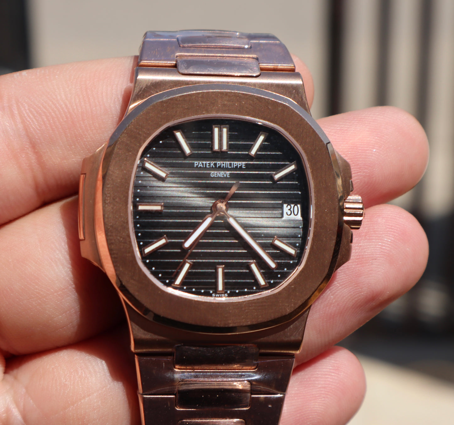 باتيك فيليب نوتلس فول روز جولد - كلين قطعة واحدة طبق الأصل