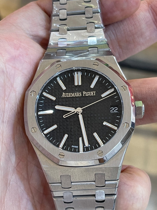 AP ROYAL OUK BLACK DIALN كلين طبق الاصل قطر 41