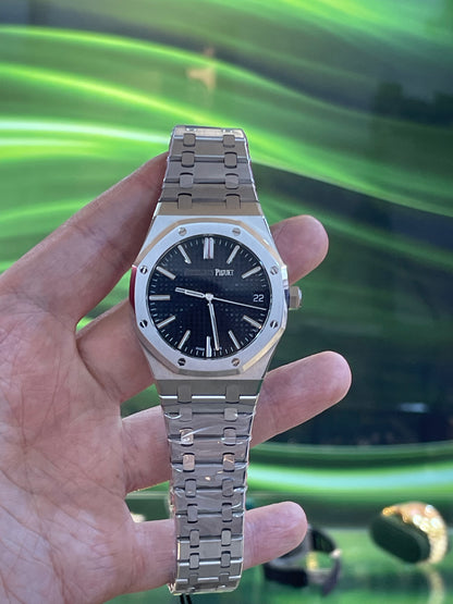 AP ROYAL OUK BLACK DIALN كلين طبق الاصل قطر 41