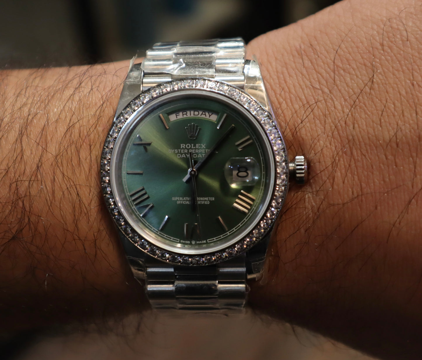 Clean Rolex DayDate Olive Dial - حبة واحدة في العراق كلين طبق الأصل