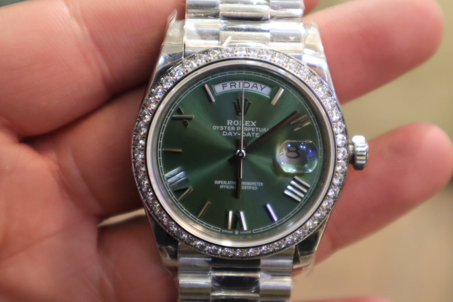Clean Rolex DayDate Olive Dial - حبة واحدة في العراق كلين طبق الأصل