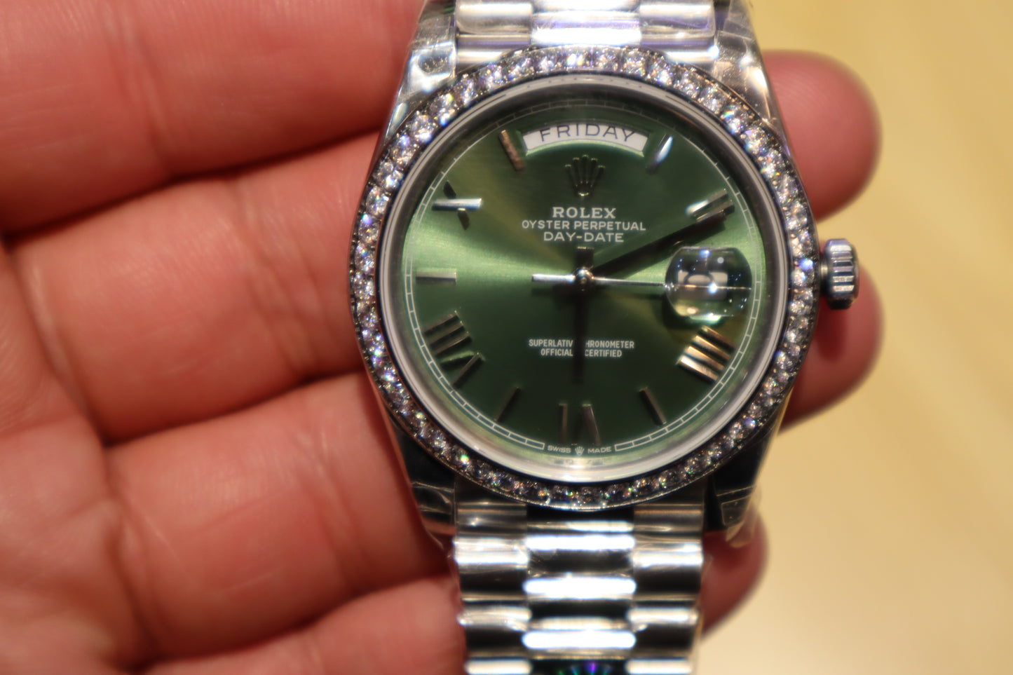 Clean Rolex DayDate Olive Dial - حبة واحدة في العراق كلين طبق الأصل