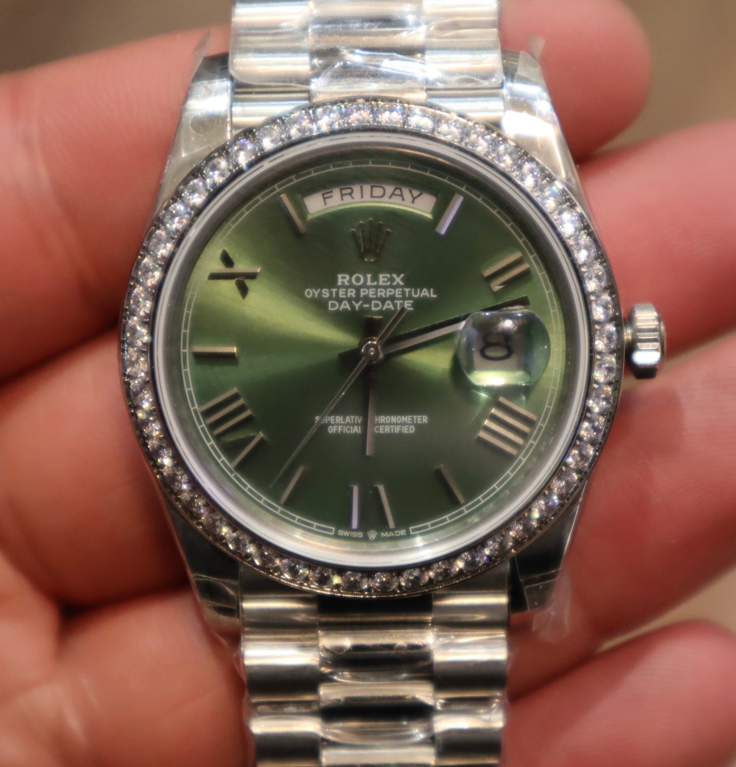 Clean Rolex DayDate Olive Dial - حبة واحدة في العراق كلين طبق الأصل