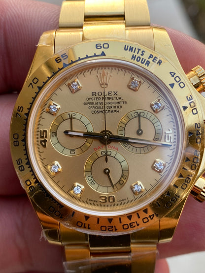 رولكس دايتونا يالو جولد ذهب اصفر مينا ذهبي ارقام الماس - كلين طبق ال- ماكينة سويسري كوزموجراف طبق الاصل