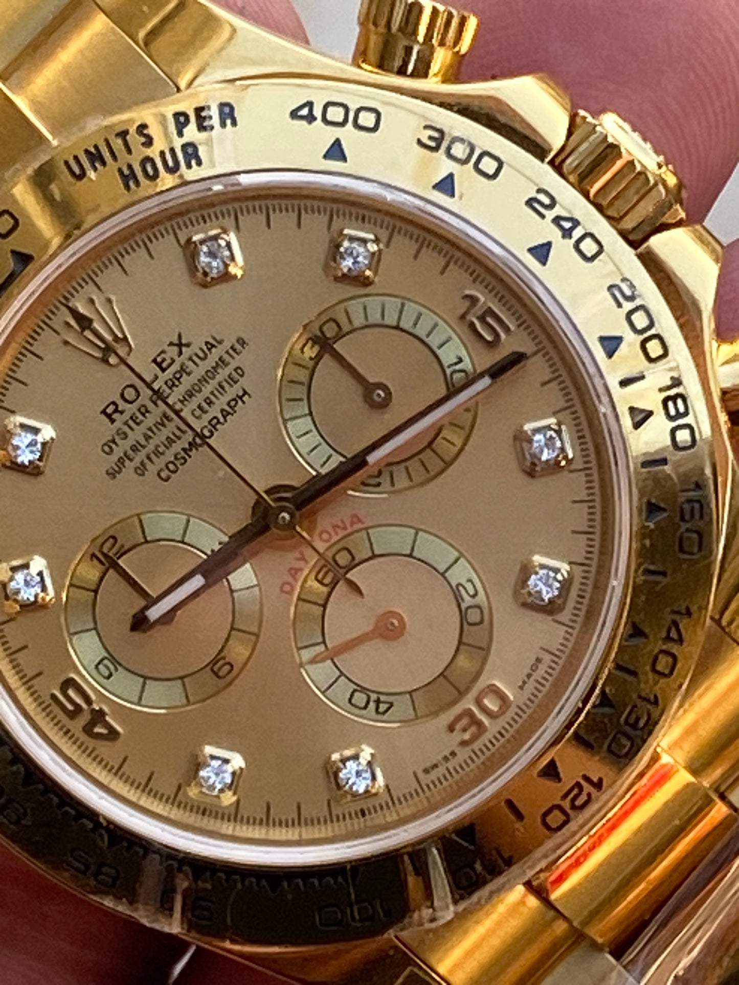 رولكس دايتونا يالو جولد ذهب اصفر مينا ذهبي ارقام الماس - كلين طبق ال- ماكينة سويسري كوزموجراف طبق الاصل