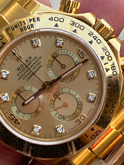 رولكس دايتونا يالو جولد ذهب اصفر مينا ذهبي ارقام الماس - كلين طبق ال- ماكينة سويسري كوزموجراف طبق الاصل