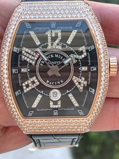 فرانك مولر روز جولد الساعه طبق الاصل لا تحتاج تركيب الماس ، نفس اللمعه وكامل التفاصل تماما كلين