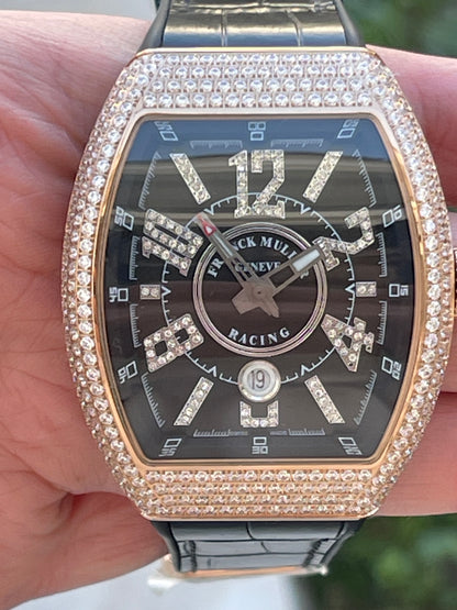 فرانك مولر روز جولد الساعه طبق الاصل لا تحتاج تركيب الماس ، نفس اللمعه وكامل التفاصل تماما كلين