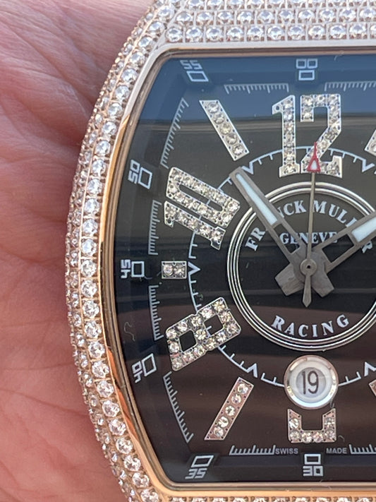 فرانك مولر روز جولد الساعه طبق الاصل لا تحتاج تركيب الماس ، نفس اللمعه وكامل التفاصل تماما كلين