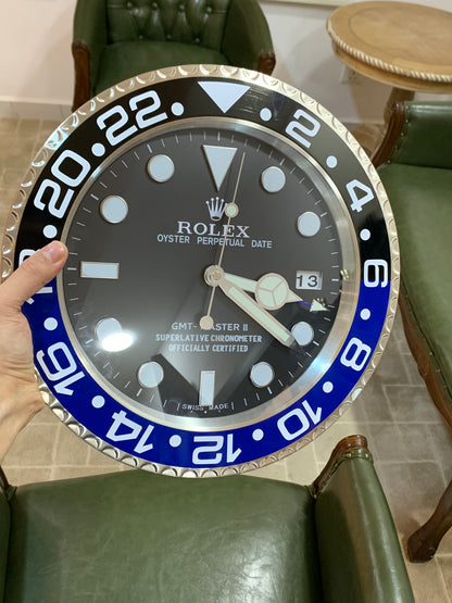 ساعه حائط بتصميم رولكس باتمان -  تصميم دقيق تاريخ.وعقربين ROLEX GMT BATMAN