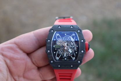 RM 35-02 RAFA - ريتشارد ميل اصدار ليميتد رافايل مادال ستراب احمر (السعر بالاردني 550 دينار واصلة لعمان)