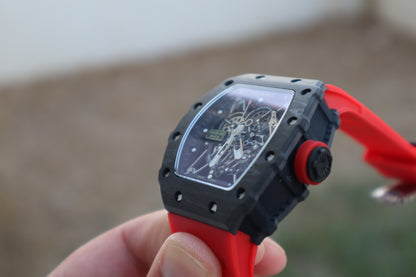 RM 35-02 RAFA - ريتشارد ميل اصدار ليميتد رافايل مادال ستراب احمر (السعر بالاردني 550 دينار واصلة لعمان)