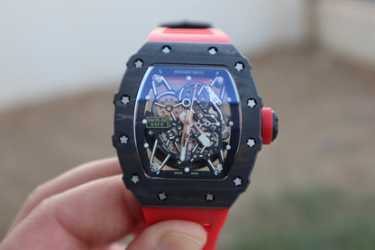 RM 35-02 RAFA - ريتشارد ميل اصدار ليميتد رافايل مادال ستراب احمر (السعر بالاردني 550 دينار واصلة لعمان)