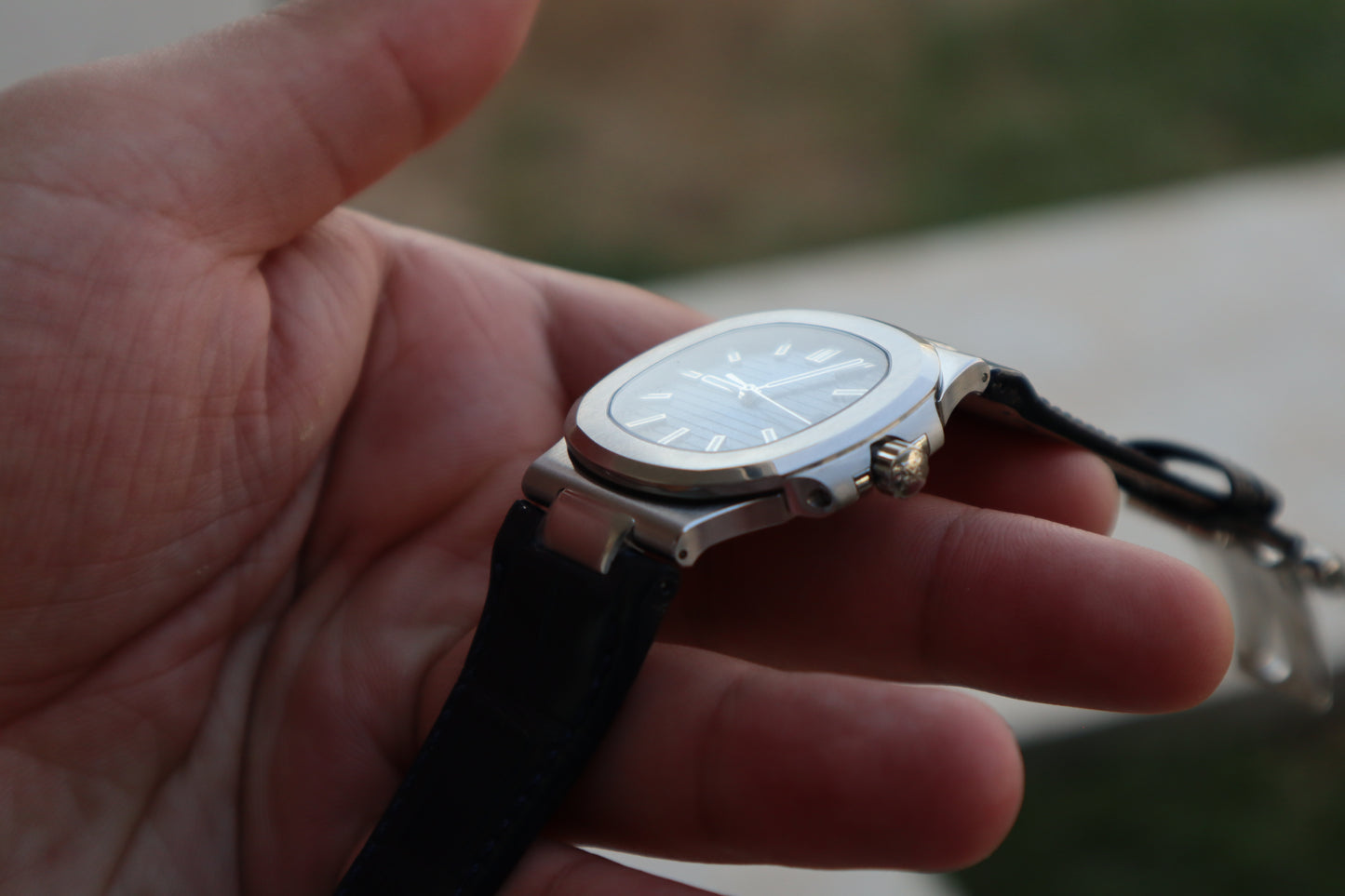 باتيك فيليب نوتلس ليثر ستراب نيلي - الترا ماتش طبق الأصل