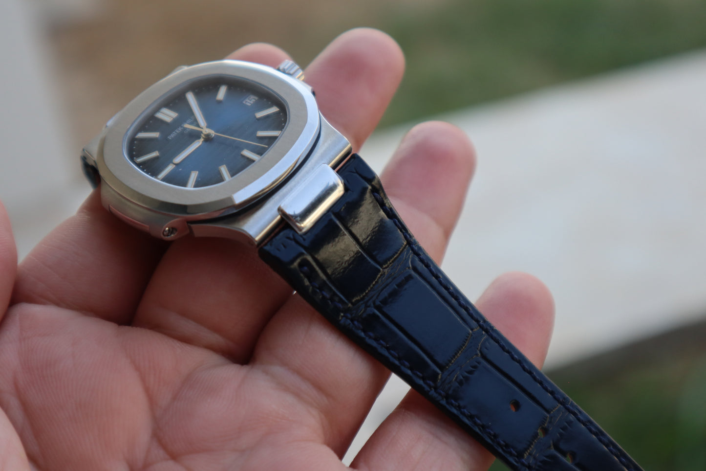 باتيك فيليب نوتلس ليثر ستراب نيلي - الترا ماتش طبق الأصل