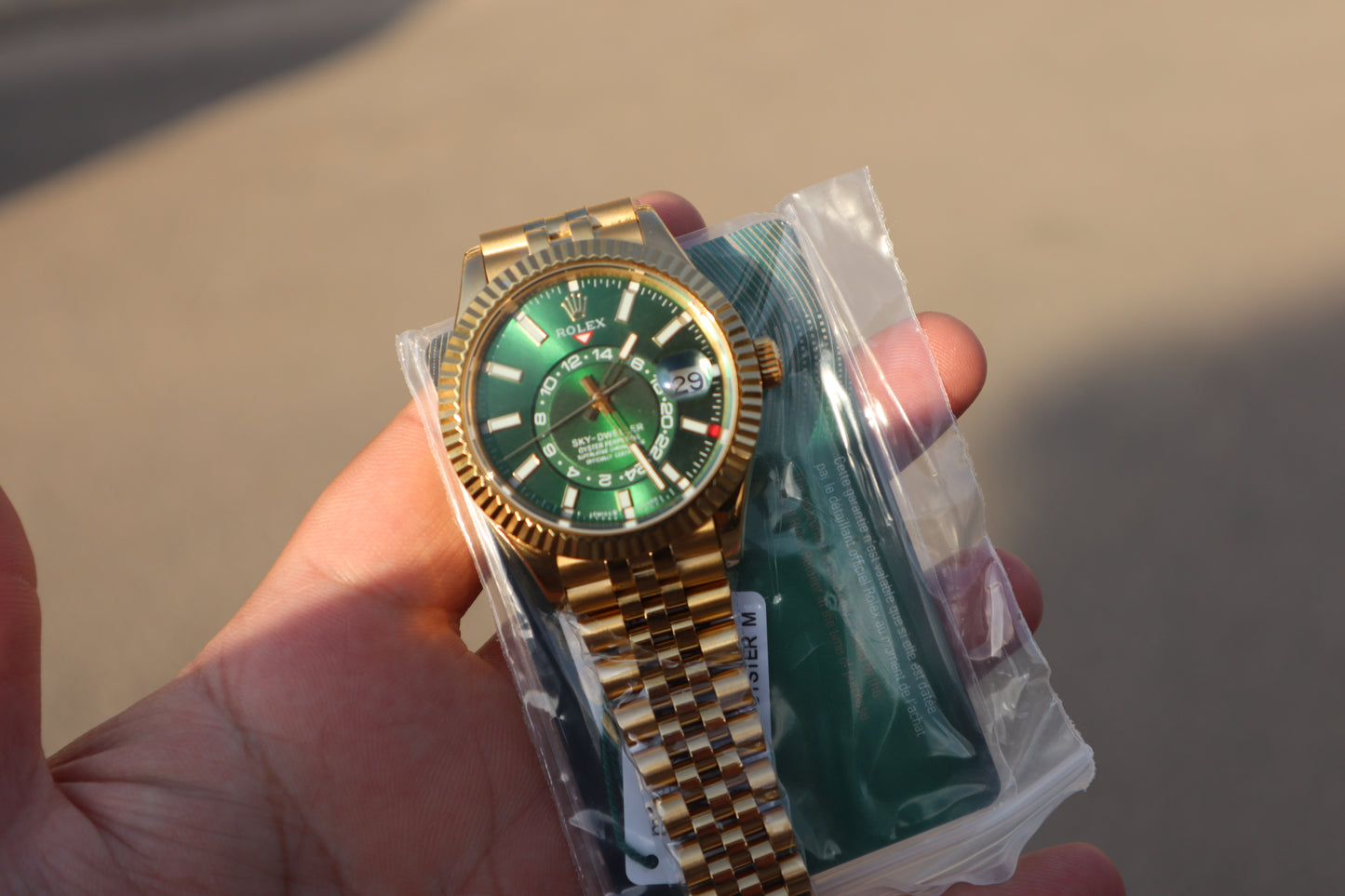 رولكس سكاي دويلر جوبلي فول جولد مينا اخضر - كلين اعلى كوالتي