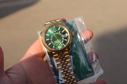 رولكس سكاي دويلر جوبلي فول جولد مينا اخضر - كلين اعلى كوالتي