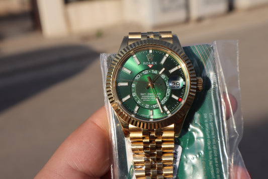 رولكس سكاي دويلر جوبلي فول جولد مينا اخضر - كلين اعلى كوالتي