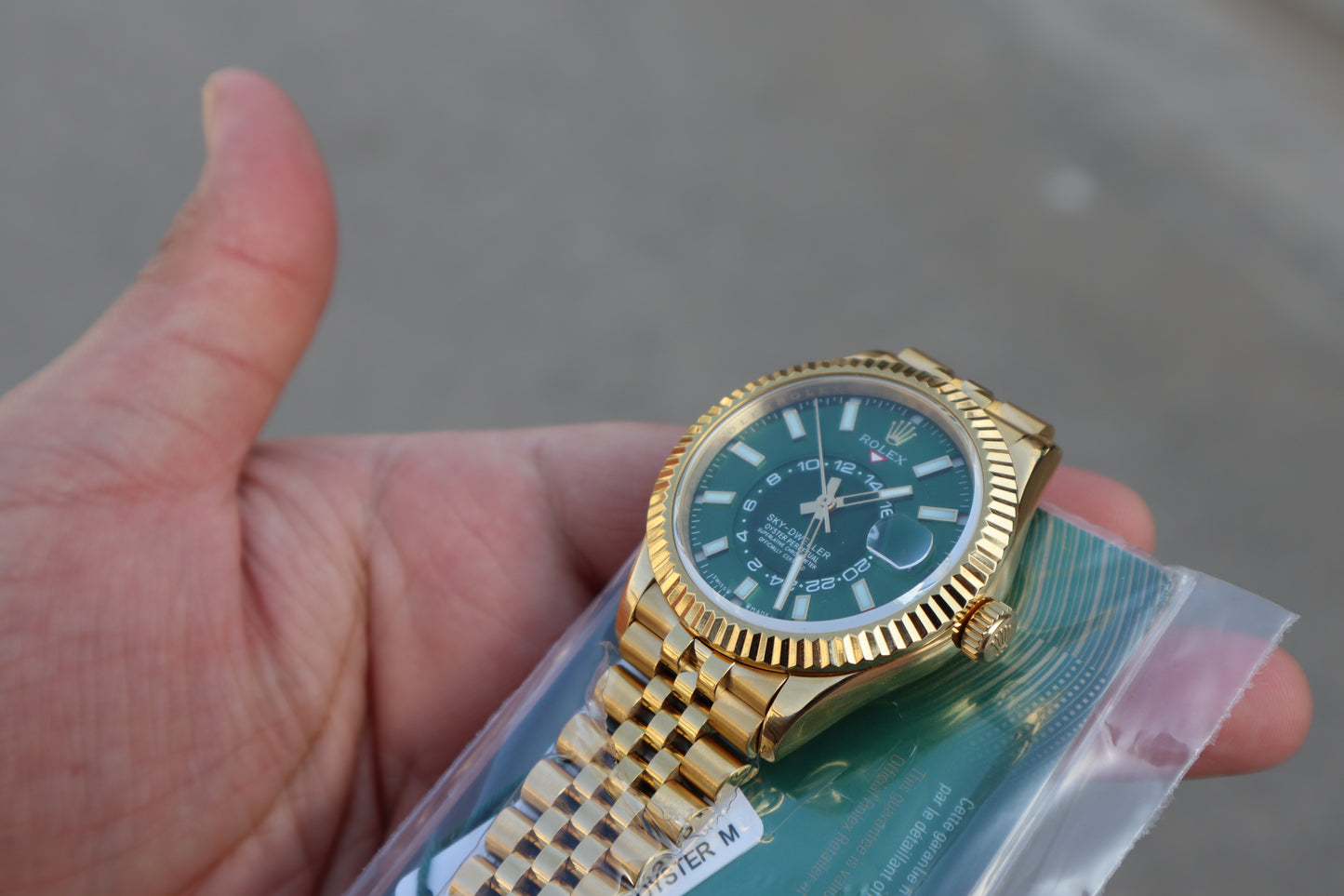 رولكس سكاي دويلر جوبلي فول جولد مينا اخضر - كلين اعلى كوالتي