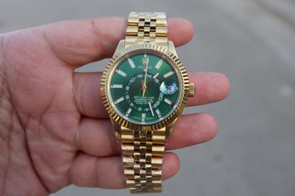 رولكس سكاي دويلر جوبلي فول جولد مينا اخضر - كلين اعلى كوالتي