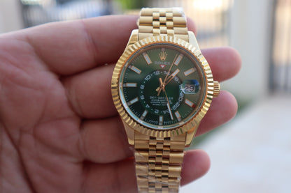 رولكس سكاي دويلر جوبلي فول جولد مينا اخضر - كلين اعلى كوالتي