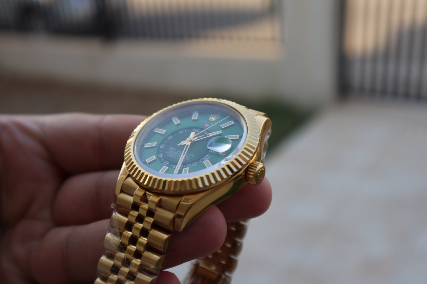 رولكس سكاي دويلر جوبلي فول جولد مينا اخضر - كلين اعلى كوالتي