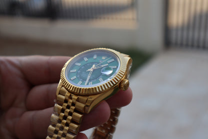 رولكس سكاي دويلر جوبلي فول جولد مينا اخضر - كلين اعلى كوالتي