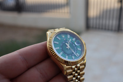 رولكس سكاي دويلر جوبلي فول جولد مينا اخضر - كلين اعلى كوالتي
