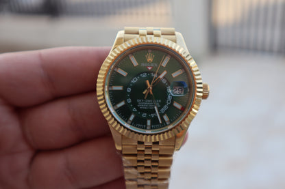 رولكس سكاي دويلر جوبلي فول جولد مينا اخضر - كلين اعلى كوالتي